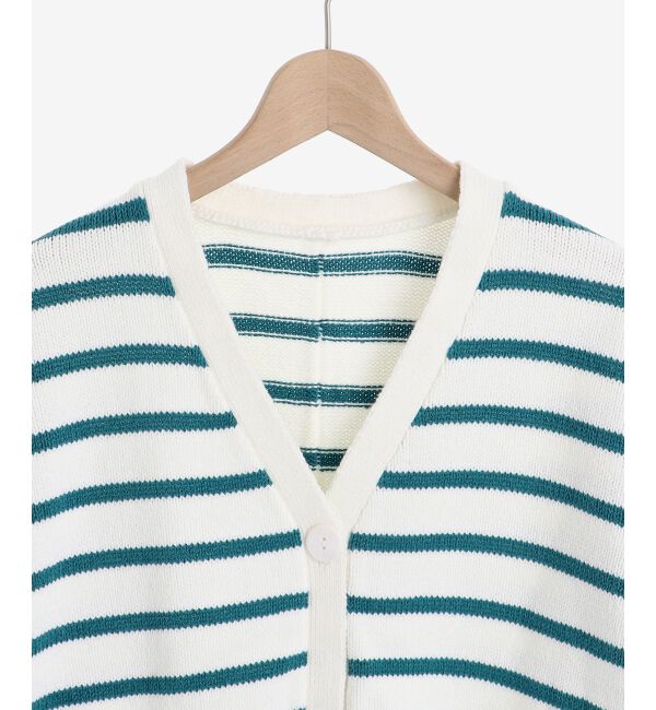 le.coeur blanc「ボーダーワイドシルエットVネックカーディガン」|カーディガン|