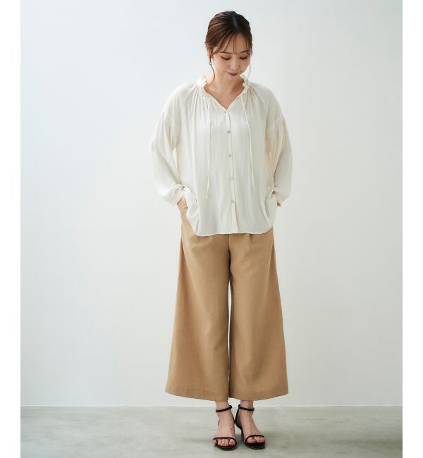 le.coeur blanc「カッセンジョーゼット2wayフリルネックブラウス」|シャツ・ブラウス|