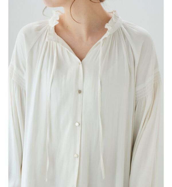 le.coeur blanc「カッセンジョーゼット2wayフリルネックブラウス」|シャツ・ブラウス|