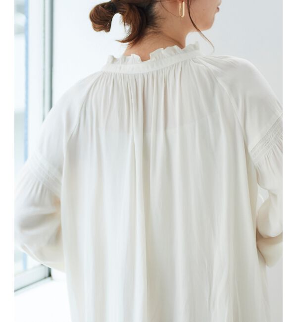 le.coeur blanc「カッセンジョーゼット2wayフリルネックブラウス」|シャツ・ブラウス|