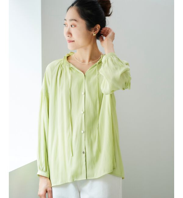 le.coeur blanc「カッセンジョーゼット2wayフリルネックブラウス」|シャツ・ブラウス|