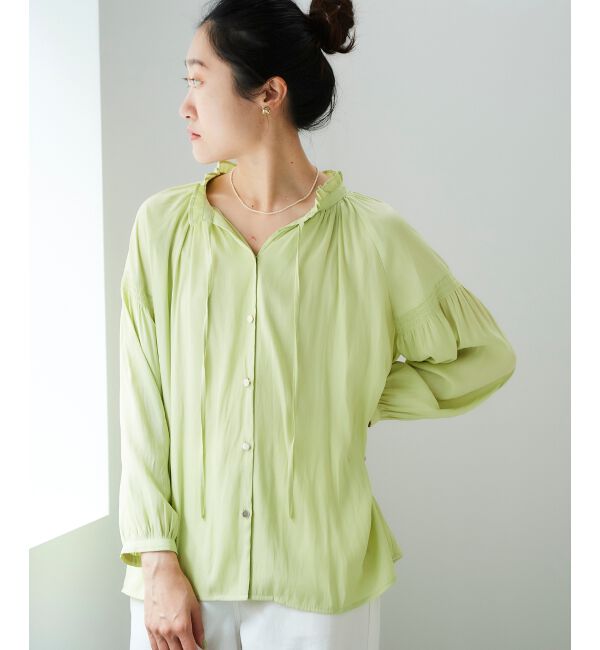 le.coeur blanc「カッセンジョーゼット2wayフリルネックブラウス」|シャツ・ブラウス|