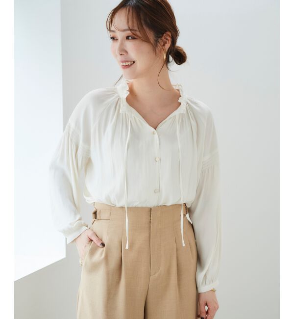 le.coeur blanc「カッセンジョーゼット2wayフリルネックブラウス」|シャツ・ブラウス|