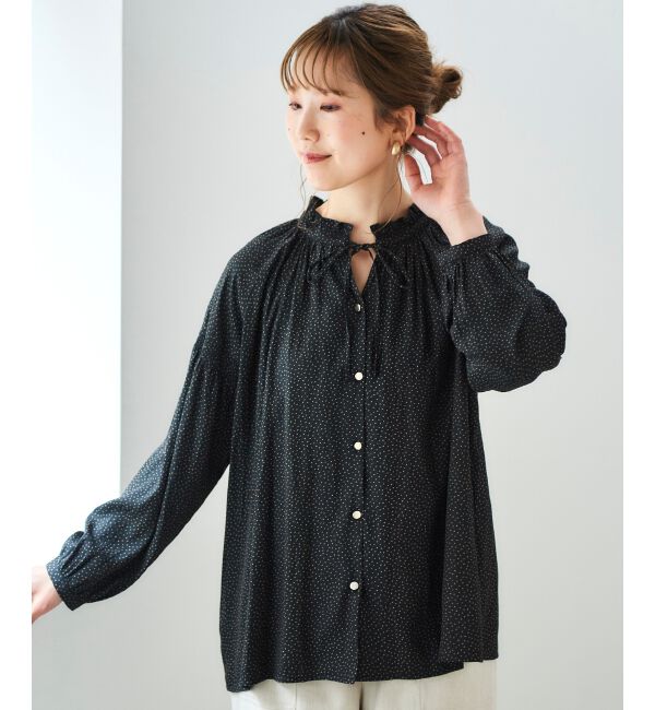 le.coeur blanc「カッセンジョーゼット2wayフリルネックブラウス」|シャツ・ブラウス|