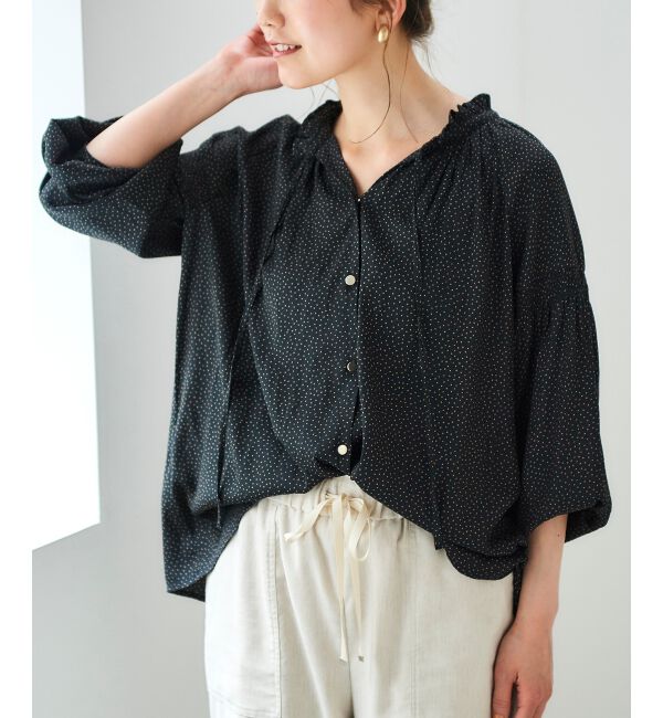 le.coeur blanc「カッセンジョーゼット2wayフリルネックブラウス」|シャツ・ブラウス|