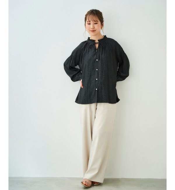 le.coeur blanc「カッセンジョーゼット2wayフリルネックブラウス」|シャツ・ブラウス|