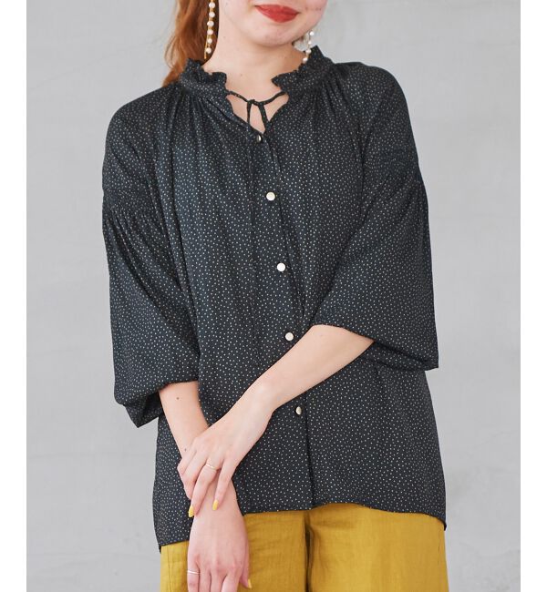 le.coeur blanc「カッセンジョーゼット2wayフリルネックブラウス」|シャツ・ブラウス|