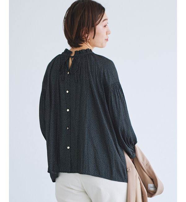 le.coeur blanc「カッセンジョーゼット2wayフリルネックブラウス」|シャツ・ブラウス|