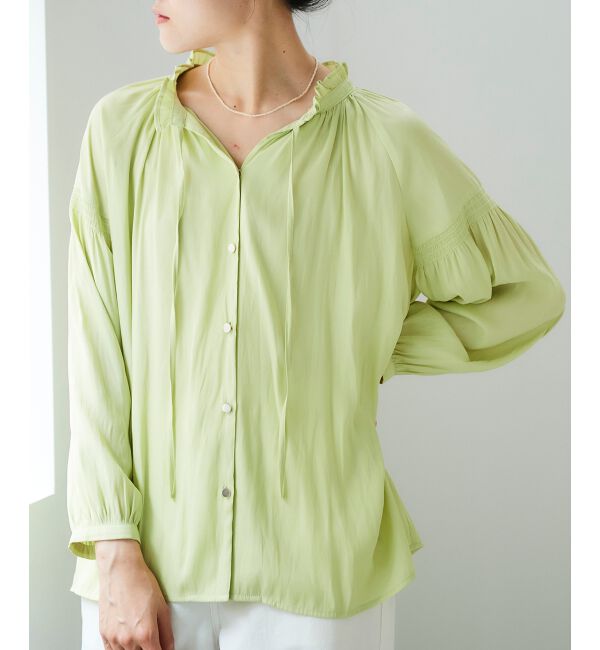 le.coeur blanc「カッセンジョーゼット2wayフリルネックブラウス」|シャツ・ブラウス|イエロー