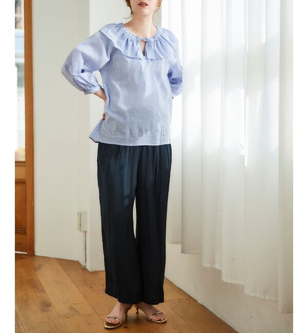 le.coeur blanc「ストライプフリルカラーブラウス」|シャツ・ブラウス|