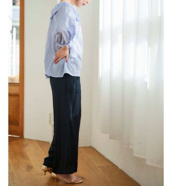 le.coeur blanc「ストライプフリルカラーブラウス」|シャツ・ブラウス|