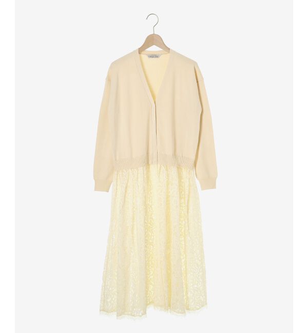 le.coeur blanc「《手洗い可能》TORRAZZO DONNA ニット&times;レース ロングカーデ」|カーディガン|