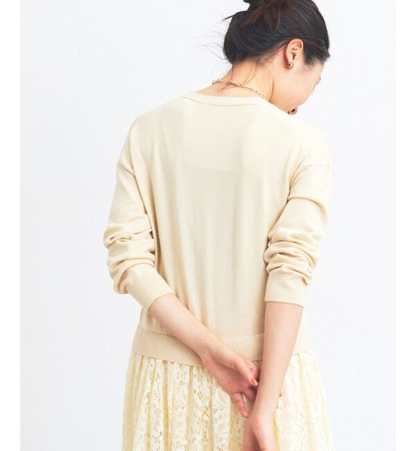 le.coeur blanc「《手洗い可能》TORRAZZO DONNA ニット&times;レース ロングカーデ」|カーディガン|