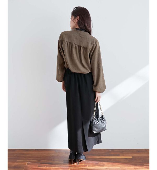 le.coeur blanc「チェック柄オーガンジーフリルネックブラウス」|シャツ・ブラウス|