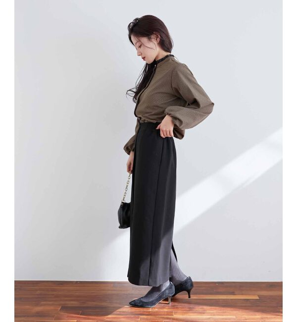 le.coeur blanc「チェック柄オーガンジーフリルネックブラウス」|シャツ・ブラウス|