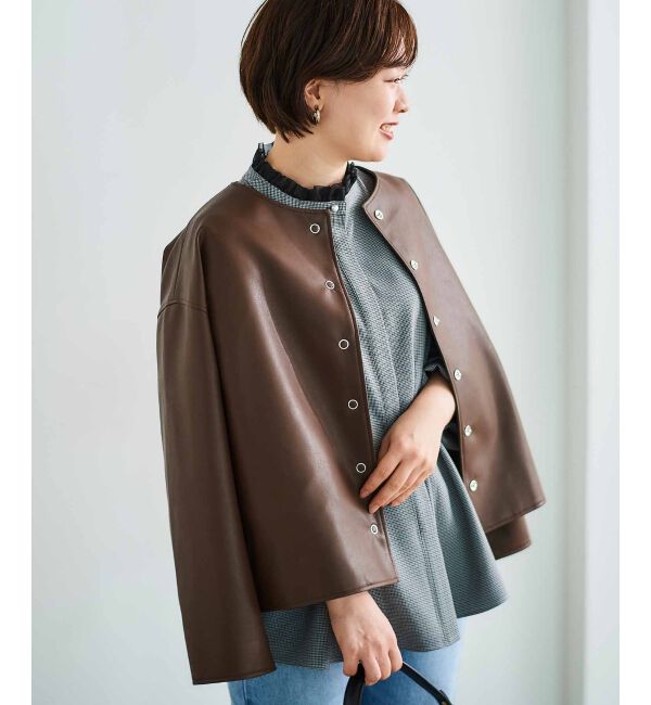 le.coeur blanc「チェック柄オーガンジーフリルネックブラウス」|シャツ・ブラウス|