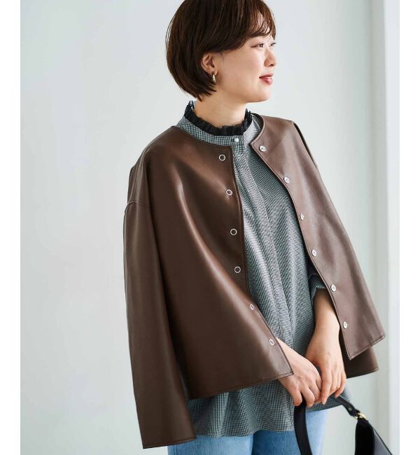 le.coeur blanc「チェック柄オーガンジーフリルネックブラウス」|シャツ・ブラウス|