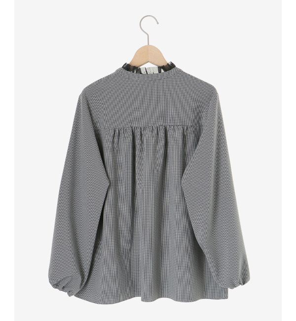 le.coeur blanc「チェック柄オーガンジーフリルネックブラウス」|シャツ・ブラウス|