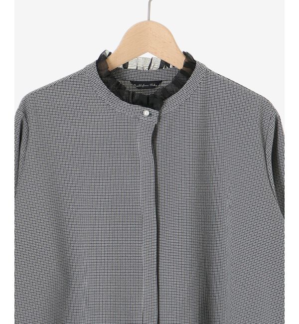 le.coeur blanc「チェック柄オーガンジーフリルネックブラウス」|シャツ・ブラウス|