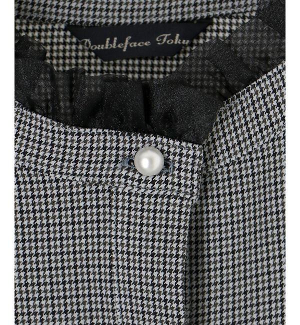 le.coeur blanc「チェック柄オーガンジーフリルネックブラウス」|シャツ・ブラウス|