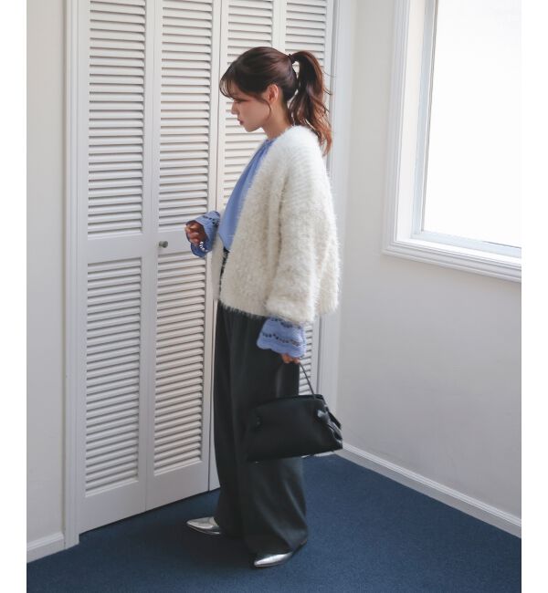  「ラメフェザーモールネップカーディガン」|カーディガン|