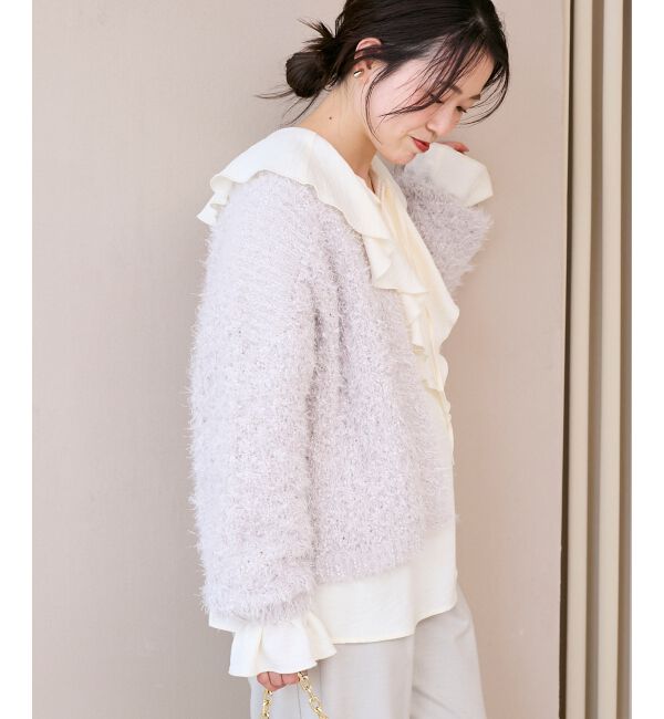  「ラメフェザーモールネップカーディガン」|カーディガン|