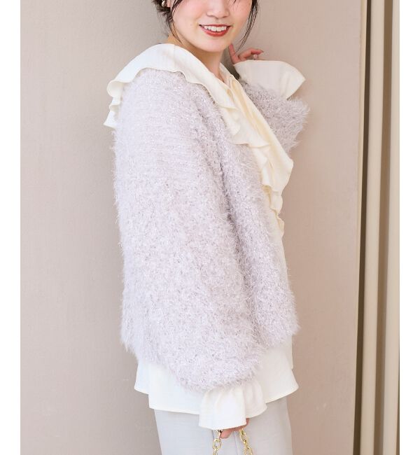  「ラメフェザーモールネップカーディガン」|カーディガン|