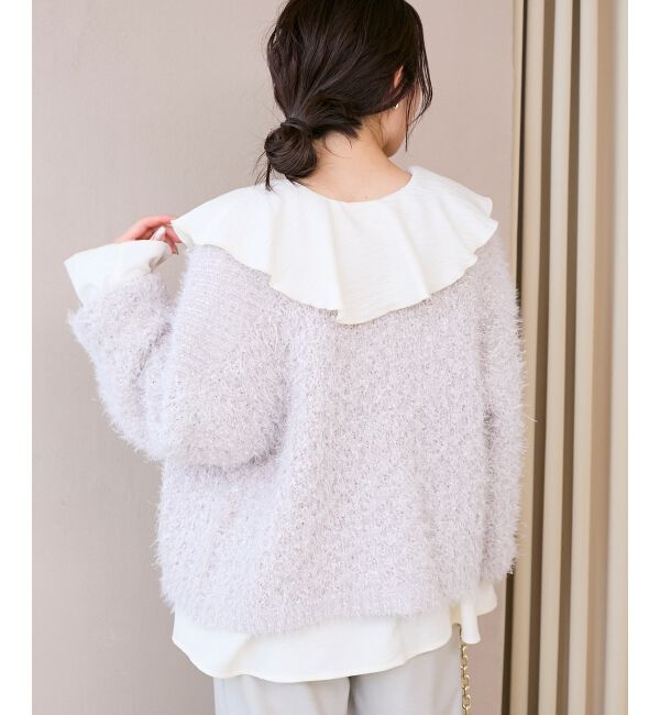  「ラメフェザーモールネップカーディガン」|カーディガン|