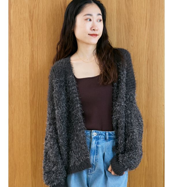  「ラメフェザーモールネップカーディガン」|カーディガン|