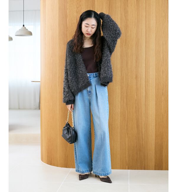  「ラメフェザーモールネップカーディガン」|カーディガン|