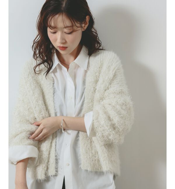  「ラメフェザーモールネップカーディガン」|カーディガン|