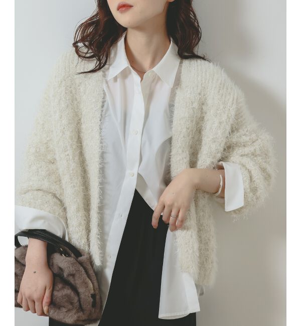  「ラメフェザーモールネップカーディガン」|カーディガン|