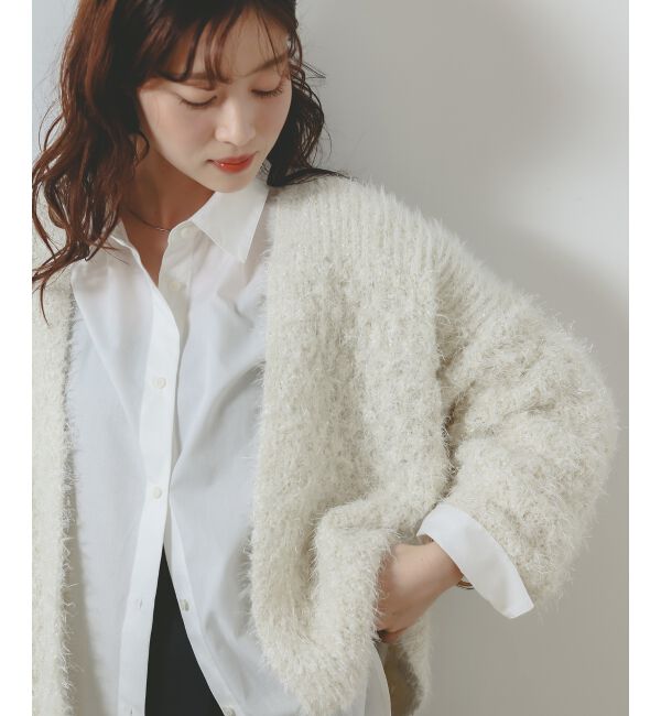  「ラメフェザーモールネップカーディガン」|カーディガン|