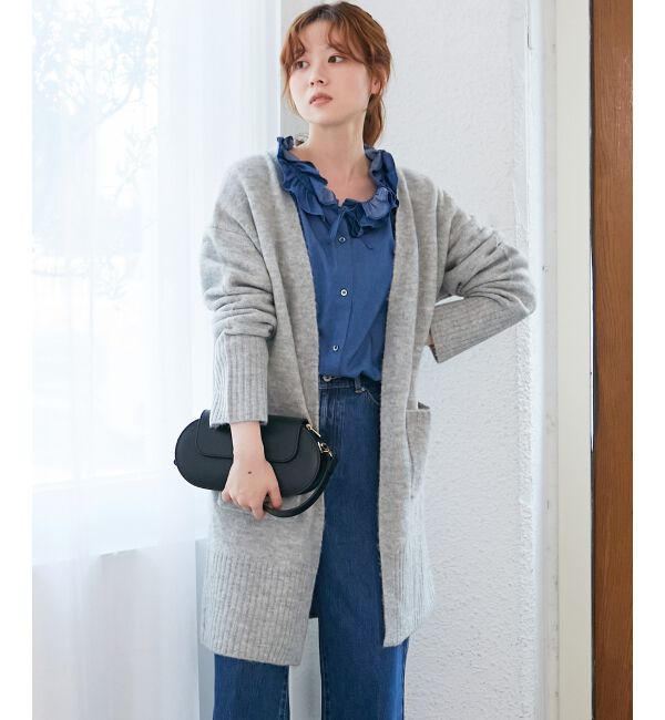  「《WEB限定アイテム》ニュアンスロングカーディガン」|カーディガン|L／グレー