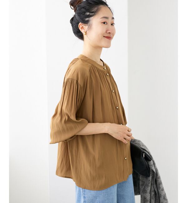  「パウダーサテン2WAYブラウス」|シャツ・ブラウス|