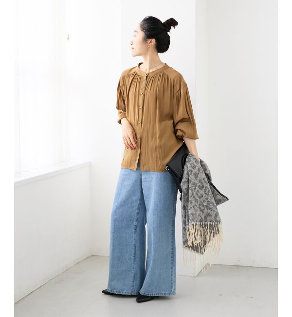  「パウダーサテン2WAYブラウス」|シャツ・ブラウス|
