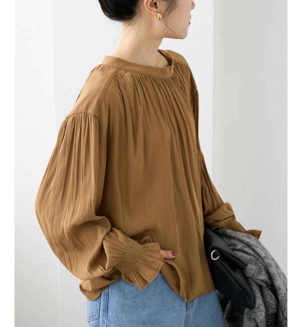  「パウダーサテン2WAYブラウス」|シャツ・ブラウス|キャメル