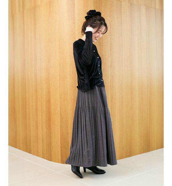  「《手洗い可能》ベロアクルーカーディガン」|カーディガン|