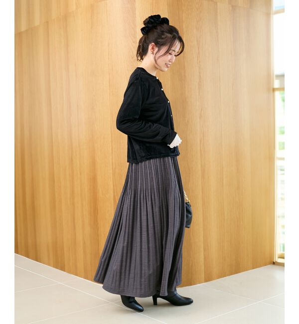  「《手洗い可能》ベロアクルーカーディガン」|カーディガン|