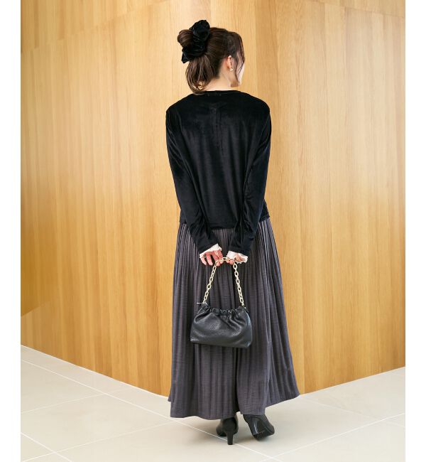  「《手洗い可能》ベロアクルーカーディガン」|カーディガン|