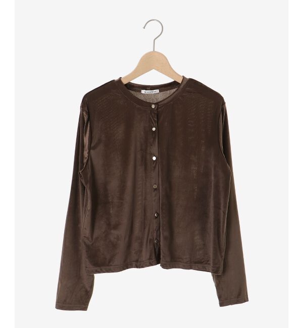 「《手洗い可能》ベロアクルーカーディガン」|カーディガン|
