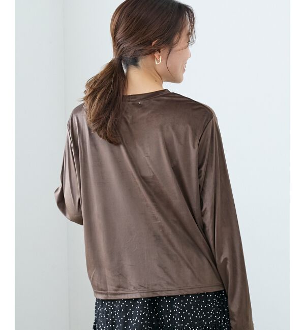  「《手洗い可能》ベロアクルーカーディガン」|カーディガン|