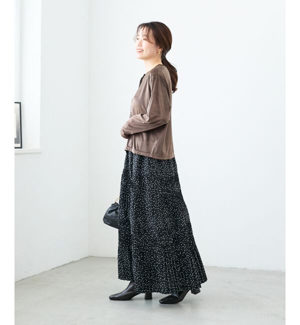  「《手洗い可能》ベロアクルーカーディガン」|カーディガン|