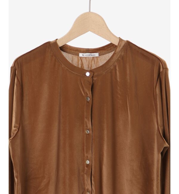  「《手洗い可能》ベロアクルーカーディガン」|カーディガン|