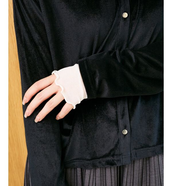  「《手洗い可能》ベロアクルーカーディガン」|カーディガン|