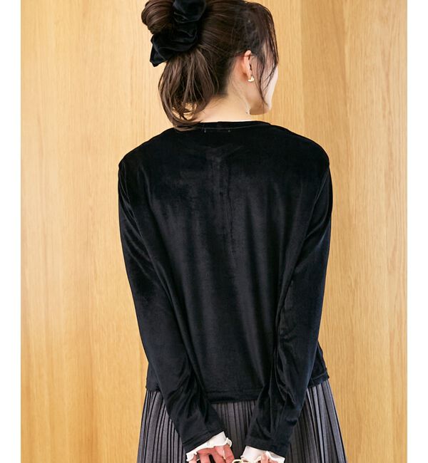  「《手洗い可能》ベロアクルーカーディガン」|カーディガン|