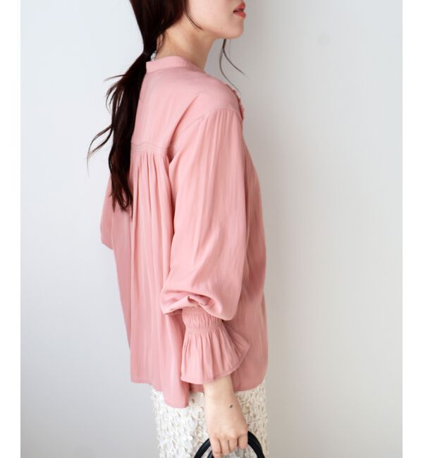  「パウダーサテンショルダーギャザーブラウス」|シャツ・ブラウス|