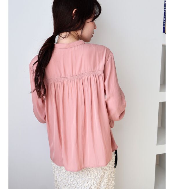  「パウダーサテンショルダーギャザーブラウス」|シャツ・ブラウス|