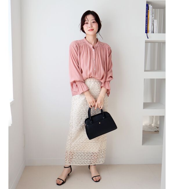  「パウダーサテンショルダーギャザーブラウス」|シャツ・ブラウス|