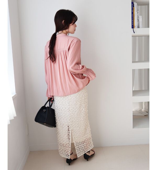  「パウダーサテンショルダーギャザーブラウス」|シャツ・ブラウス|
